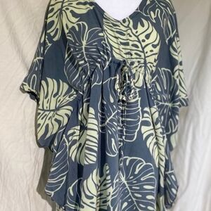 Leaf Print Kaftan Top